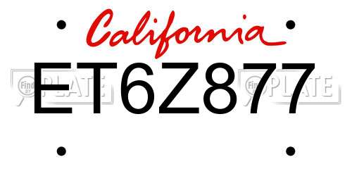 ET6Z877 California License Plate