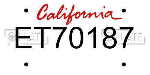 ET70187 California License Plate