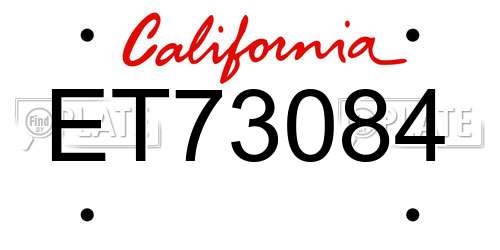 ET73084 California License Plate