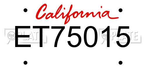 ET75015 California License Plate