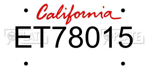ET78015 California License Plate
