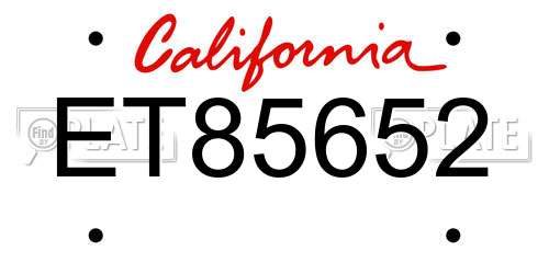 ET85652 California License Plate