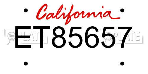 ET85657 California License Plate