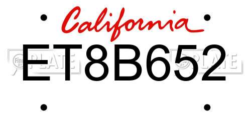 ET8B652 California License Plate