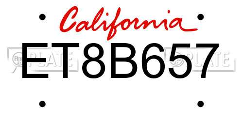 ET8B657 California License Plate