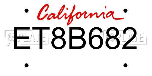 ET8B682 California License Plate
