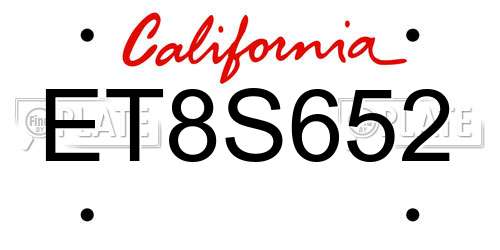 ET8S652 California License Plate