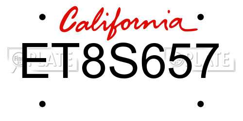 ET8S657 California License Plate