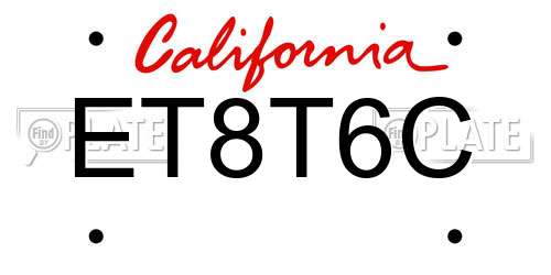 ET8T6C California License Plate