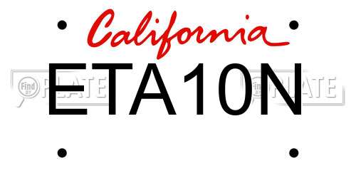 ETA10N California License Plate