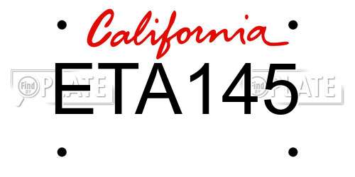 ETA145 California License Plate