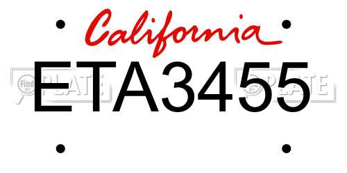 ETA3455 California License Plate