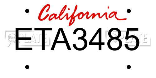 ETA3485 California License Plate