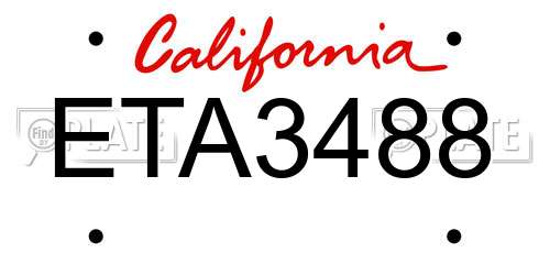 ETA3488 California License Plate