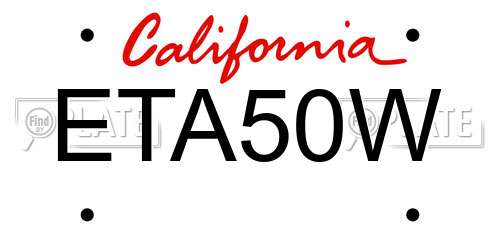 ETA50W California License Plate