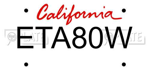 ETA80W California License Plate