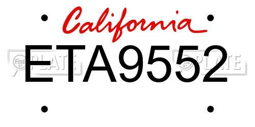 ETA9552 California License Plate