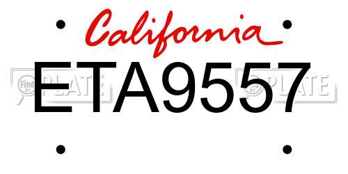 ETA9557 California License Plate
