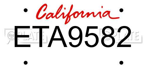 ETA9582 California License Plate