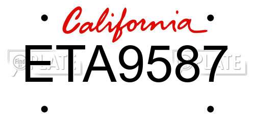 ETA9587 California License Plate