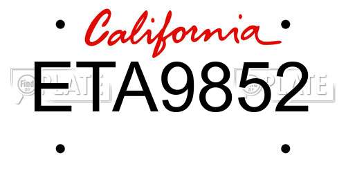 ETA9852 California License Plate