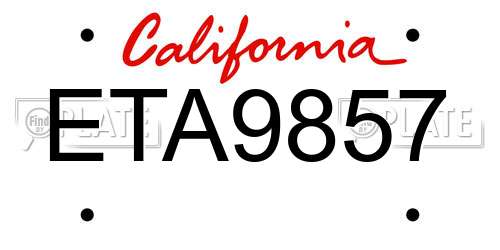 ETA9857 California License Plate