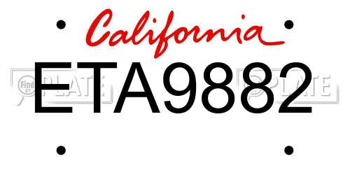 ETA9882 California License Plate