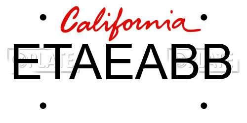 ETAEABB California License Plate