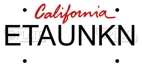 ETAUNKN California License Plate