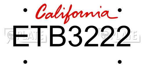 ETB3222 California License Plate