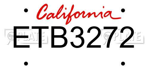 ETB3272 California License Plate