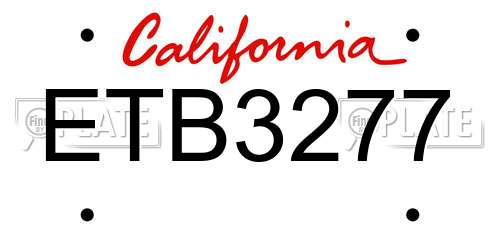 ETB3277 California License Plate