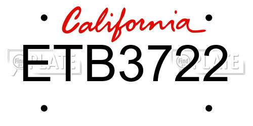 ETB3722 California License Plate