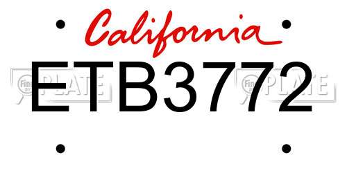 ETB3772 California License Plate
