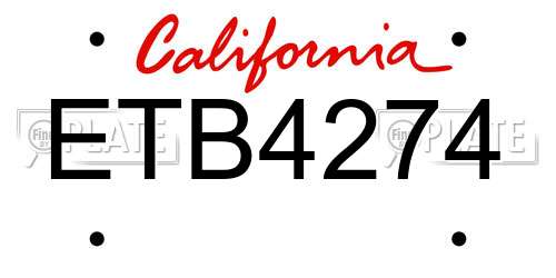 ETB4274 California License Plate