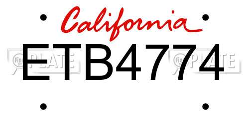 ETB4774 California License Plate