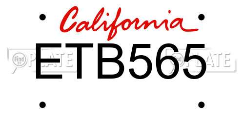 ETB565 California License Plate