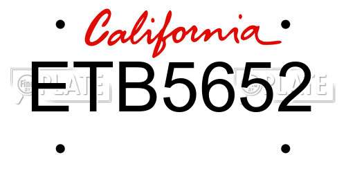 ETB5652 California License Plate
