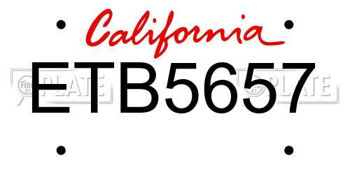 ETB5657 California License Plate