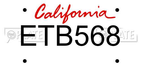 ETB568 California License Plate
