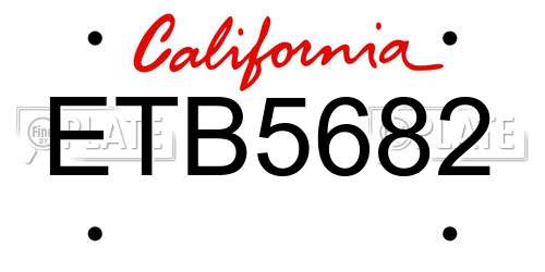ETB5682 California License Plate