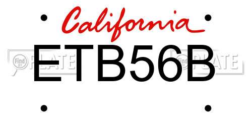 ETB56B California License Plate