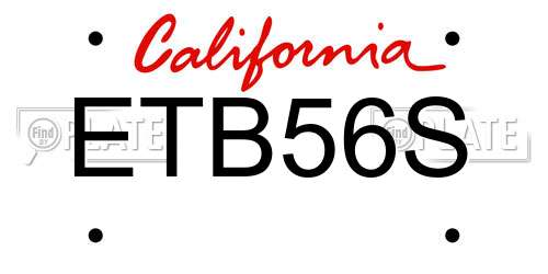 ETB56S California License Plate
