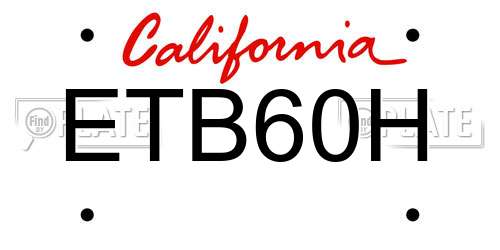 ETB60H California License Plate