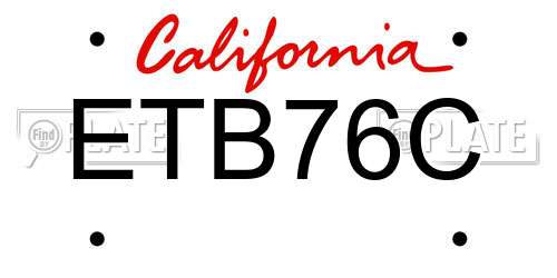 ETB76C California License Plate