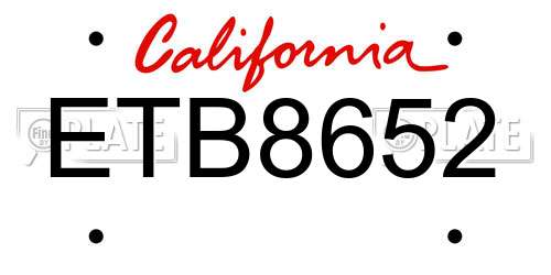 ETB8652 California License Plate