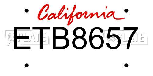 ETB8657 California License Plate
