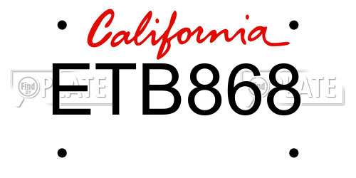 ETB868 California License Plate