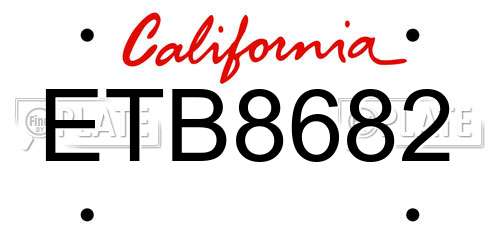 ETB8682 California License Plate