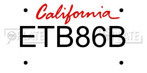 ETB86B California License Plate